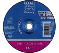 PFERD 62223738 E 230-7 ZIRKON SG CAST Disque à ébarber à moyeu déporté Diamètre 230 mm Ø de perçage 22.23 mm Fonte grise/ à