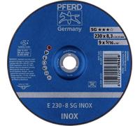 PFERD 62223832 E 230-8 SG INOX Disque à ébarber à moyeu déporté Diamètre 230 mm Ø de perçage 22.23 mm acier inoxydable 10 pc(s)