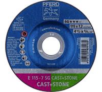 PFERD 62911625 E 115-7 SG CAST+STONE Disque à ébarber à moyeu déporté Diamètre 115 mm Ø de perçage 22.23 mm Alliage d'aluminium