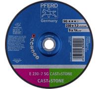 PFERD 62914720 E 230-7 SG CAST+STONE Disque à ébarber à moyeu déporté Diamètre 230 mm Ø de perçage 22.23 mm Alliage d'aluminium