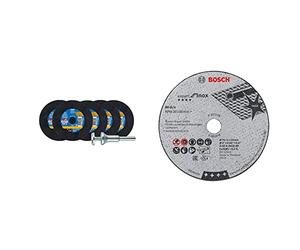 PFERD 69198288 Kit de démarrage 6 pièces & Bosch Accessories 5 disques à tronçonner Expert for Inox (pour acier inoxydable, 76 x 10 x 1 mm, accessoires meuleuse angulaire)