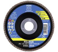 PFERD POLIFAN Z BOX - 10 disques à lamelles 125 mm, Z40, alésage de 22,23 mm, 69300934 - rendement et durabilité élevés sur l’acier/l’acier inoxydable (INOX)