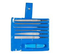 PFERD Assortiment de limes à clé 265 A en étui plastique, 6 limes, 100 mm, 1 manche à serrage rapide, 11702100 - pour une large palette de travaux de limage filigranés et légers