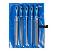 PFERD Assortiment de limes d’atelier en étui PVC enroulable, 5 limes, taille croisée H2, 300 mm, 11800552 - pour travaux universels de dégrossissage et d’usinage de finition