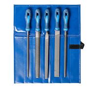 PFERD Assortiment de limes d’atelier en étui PVC enroulable, 5 limes, taille croisée H3, 250 mm, 11800543 - pour les travaux et l’usinage de finition