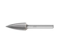 Fraise sur tige de 6 mm, en carbure, forme ogive à bout pointu SPG (arc ogival), denture 5, Forme : SPG 1230, Ø de la tête 12 mm
