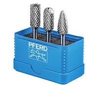 PFERD HM 21901414 Lot de 3 embouts de fraisage à dents rondes Diamètre de la tige 6 mm Diamètre 12 mm Pour utilisation polyvalente sur matériaux les plus importants