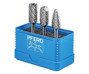 PFERD HM 21901414 Lot de 3 embouts de fraisage à dents rondes Diamètre de la tige 6 mm Diamètre 12 mm Pour utilisation polyvalente sur matériaux les plus importants