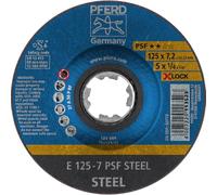 PFERD Lot de 10 disques à ébarber, 125 x 7,2 mm, X-LOCK (22,23 mm), PSF STEEL, 62011125 - Pour un changement d'outil rapide et confortable