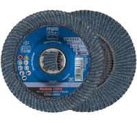 PFERD Lot de 10 disques à lamelles Polifan Curve, 125 mm x 14 mm, Z40, X-LOCK (22,23 mm), SGP STEELOX, 67689063 - Pour un traitement précis des joints de gorge