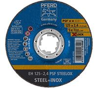 PFERD Lot de 25 disques à tronçonner, 125 x 2,4 mm, coudés, X-LOCK (22,23 mm), PSF STEELOX, 61740125 - Pour un changement d'outil rapide et confortable
