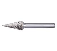 Fraise sur tige de 6 mm, en carbure, forme conique à bout pointu SKM, denture 4, Forme : SKM 0618, Ø de la tête 6 mm