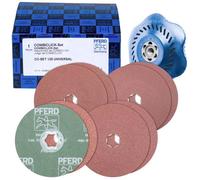 PFERD TOOLS 42098001 SET de disques en fibre de verre COMBICLICK Ø125mm A36 60 80 120 avec plateau de support CC-H-G