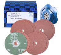 PFERD TOOLS 42098001 SET de disques en fibre de verre COMBICLICK Ø125mm A36, 60, 80, 120 avec plateau de support CC-H-GT pour applications universelles