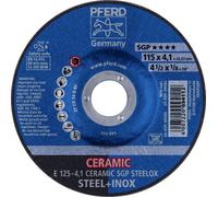 PFERD TOOLS 62100125 E 125-4,1 CERAMIC SGP STEELOX Disque à ébarber à moyeu déporté Diamètre 125 mm Ø de perçage 22.23 mm acier