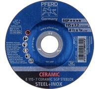 PFERD TOOLS 62211300 E 115-7 CERAMIC SGP STEELOX Disque à ébarber à moyeu déporté Diamètre 115 mm Ø de perçage 22.23 mm acier