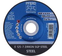 PFERD TOOLS 62212737 E 125-7 ZIRKON SGP STEEL Disque à ébarber à moyeu déporté Diamètre 125 mm Ø de perçage 22.23 mm acier 10 pc(s)