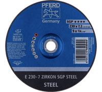 PFERD TOOLS 62223737 E 230-7 ZIRKON SGP STEEL Disque à ébarber à moyeu déporté Diamètre 230 mm Ø de perçage 22.23 mm acier 10 pc(s)