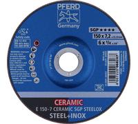 PFERD TOOLS 69901759 E 150-7 CERAMIC SGP STEELOX Disque à ébarber à moyeu déporté Diamètre 150 mm Ø de perçage 22.23 mm acier