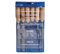 PFERD TOOLS Assortiment de limes à clé 265 B en étui plastique, 6 limes, 100 mm, avec manches en bois, 11700265 - pour une large palette de travaux de limage filigranés et légers