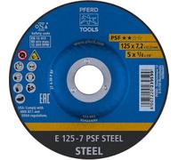 PFERD TOOLS Disque à ébarber, 5 pièces | 125 x 7,2 x 22,23 mm, à moyeu déporté, PSF STEEL | 69298071 - pour acier