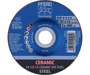 PFERD TOOLS EH 125-1,6 CERAMIC SGP STEEL 61300125 Disque à tronçonner à moyeu déporté 125 mm 25 pc(s) acier
