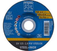 PFERD 61720326 Disque à tronçonner PSF STEELOX 25 pièces | 125 x 2,4 x 22,23 mm, coudé | pour acier et acier inoxydable (INOX), 2,4 mm x 125 mm