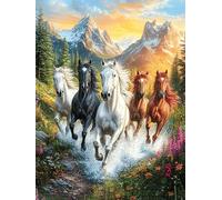 Pferde im Galopp in den Bergen 1000 Pièces Puzzle Créatif En Carton Rigide Sans Déformation Wilde Tiere Fantasie Ölgemälde Difficulté Moyenne Activité Manuelle Loisir Créatif Cadeau Créatif Anniversai