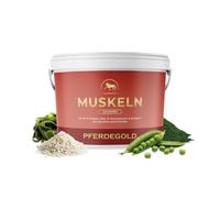 Pferdegold Muscles sans soja - 1,5 kg - Granulés pour cheval avec protéines de pois et oméga 3 - Favorise le développement musculaire - 100 % naturel et sans dopage - Haute biodisponibilité