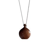 Pffiocix Collier avec pendentif en forme de flasque en bois vintage avec nœuds coulissants réglables, 4CM5CM, Bois, Pas de gemme