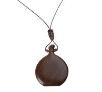 Pffiocix Collier avec pendentif en forme de flasque en bois vintage avec nœuds coulissants réglables, 4CM5CM, Bois, Pas de gemme
