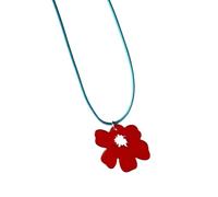 Pffiocix Collier avec pendentif fleur en acrylique coloré, style vintage, longueur réglable