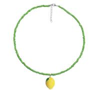 Pffiocix Collier de perles de riz colorées avec pendentif en forme de fruits Longueur réglable Chaîne de cou tendance