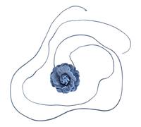 Pffiocix Collier ras du cou en tissu avec roses artificielles - Accessoires pour femme et fille - Bleu, taille unique, Comme décrit, Comme décrit.