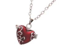 Pffiocix Collier vintage en laiton avec médaillon en forme de cœur en résine avec compartiment de rangement réglable