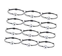 Pffiocix Ensemble de 12 pièces pour fêtes sportives comprenant des bracelets inspirants et un petit ballon de football en alliage pour récompense d'équipe, See product size drawing, Alliage, fil ciré