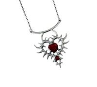 Pffiocix Gothics Styles Collier avec pendentif en forme de cœur avec strass et chaîne réglable