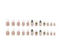 Pffiocix Ongles à presser élégants en forme d'amande avec motifs floraux 3D à coller sur les ongles pour une touche douce et élégante