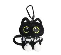 Pffiocix Porte-clés en peluche chat noir adorable animal porte-monnaie accessoire unique pendentif à suspendre pour femme, noir/blanc, 9.5 7.5