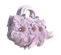 Pffiocix Sac à bandoulière en dentelle à plumes avec sangle de chaîne réglable - Décoration florale - Intérieur spacieux pour le rangement quotidien des essentiels - Sac à bandoulière tendance en