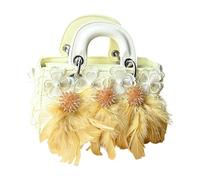 Pffiocix Sac à bandoulière en dentelle à plumes avec sangle de chaîne réglable - Décoration florale - Intérieur spacieux pour le rangement quotidien des essentiels - Sac à bandoulière tendance en