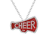 Pffiocix Sparkling Diamonds Collier avec pendentif mégaphone pour les amateurs de sport et pom-pom girls léger