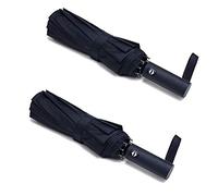 PFFY Lot de 1 et 2 parapluies de voyage compacts, coupe-vent, légers, automatiques, solides et portables, petits parapluies pliables pour la pluie - Hommes et femmes, noir, 106,7 cm