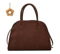 PFHHUDCV Large Capacity Suede Tote Bag,Women Suede Purse,Vintage Top Handle Fashion Shoulder Satchel Bag, vintage top handle crossbody bag (brown,L)