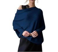 PFHHUDCV Womens Batwing Oversized Sweaters,Assymetrical Off The Shoulder Boat Neck Wrap Tunic Tops,Fall Knit Slouchy Sweaters