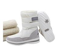 PFHHUDCV Women's Winter Snow Boots Waterproof Lightweight Warm Fashion Mid Calf Boot (white,8.5)
