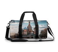 Pfhorn Petit sac de sport de voyage avec compartiment pour homme et femme Motif fée, Place rouge de la cathédrale Saint-Basile à Moscou, 17.7in/9in/9in
