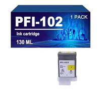 PFI-102 Cartouches d'encre Compatibles avec Les Imprimantes pour Canon IPF500 IPF510 IPF600 IPF610 IPF700 IPF710 IPF650 655 750 755 760,102Y-1 Pack