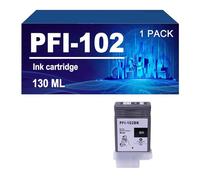 PFI-102 Cartouches d'encre Compatibles avec Les Imprimantes pour Canon IPF500 IPF510 IPF600 IPF610 IPF700 IPF710 IPF650 655 750 755 760,102BK-1 Pack