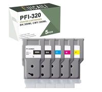 PFI320 PFI-320 Encre à colorant 300ML Compatible avec les cartouches d'encre PFI 320 pour utilisation avec les imprimantes ImagePrograf TM-200 TM-250 TM-300 TM-305 TM-350 TM-355 (5PK-BK/MBK/C/M/Y)